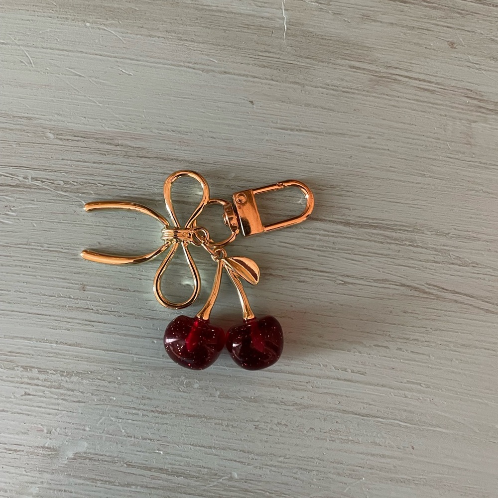Gold Cherry Keychain
